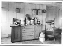 SA0501 - Photo of a cabinet, baskets, and oval and round Shaker boxes., Winterthur Shaker Photograph and Post Card Collection 1851 to 1921c